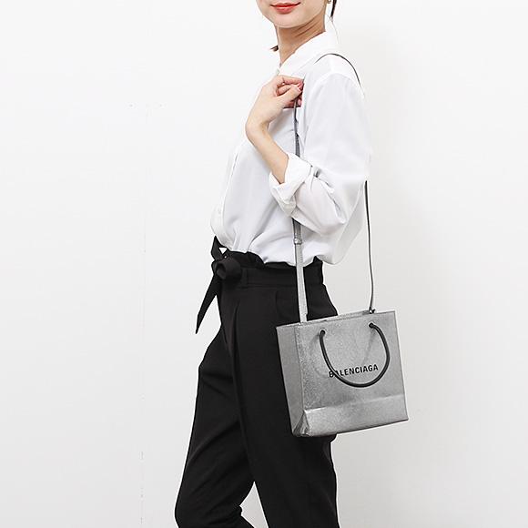 バレンシアガバッグ レディース 2WAYハンド/ショルダーバッグ シルバー×ブラッ 572411 1J63N 8120