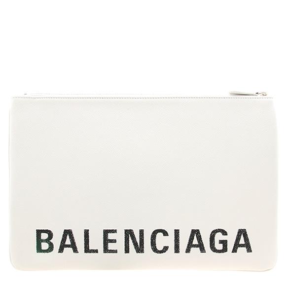 バレンシアガ ドキュメントケース ホワイト POUCH L VILLE 575215 0OTII 9000 WHITE BLACK