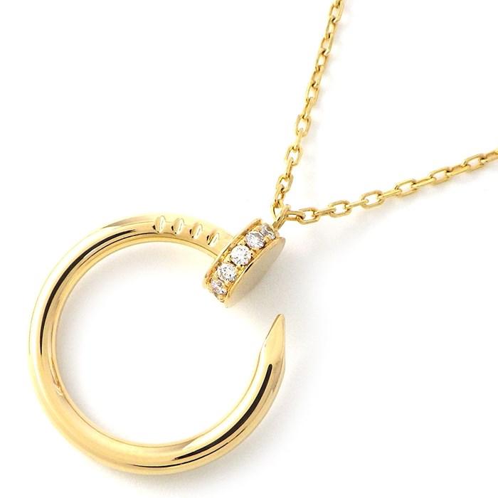 カルティエネックレス ジュスト アン クル 釘モチーフ パヴェ 36ポイント ダイヤモンド 計0.38ct K18YG B7224511