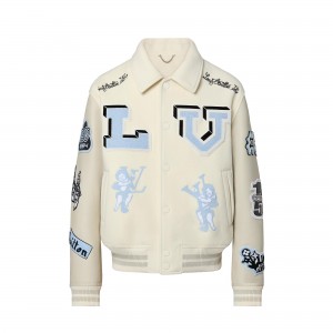 ルイヴィトン Louis Vuitton ミックスド レザー バーシティ ブルゾン 1AAHHC ホワイト