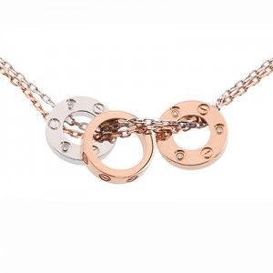 カルティエネックレス ラブ スリーフープ ダイヤ PG WG ピンクゴールド ホワイトゴールド 18K ペンダント B7219700