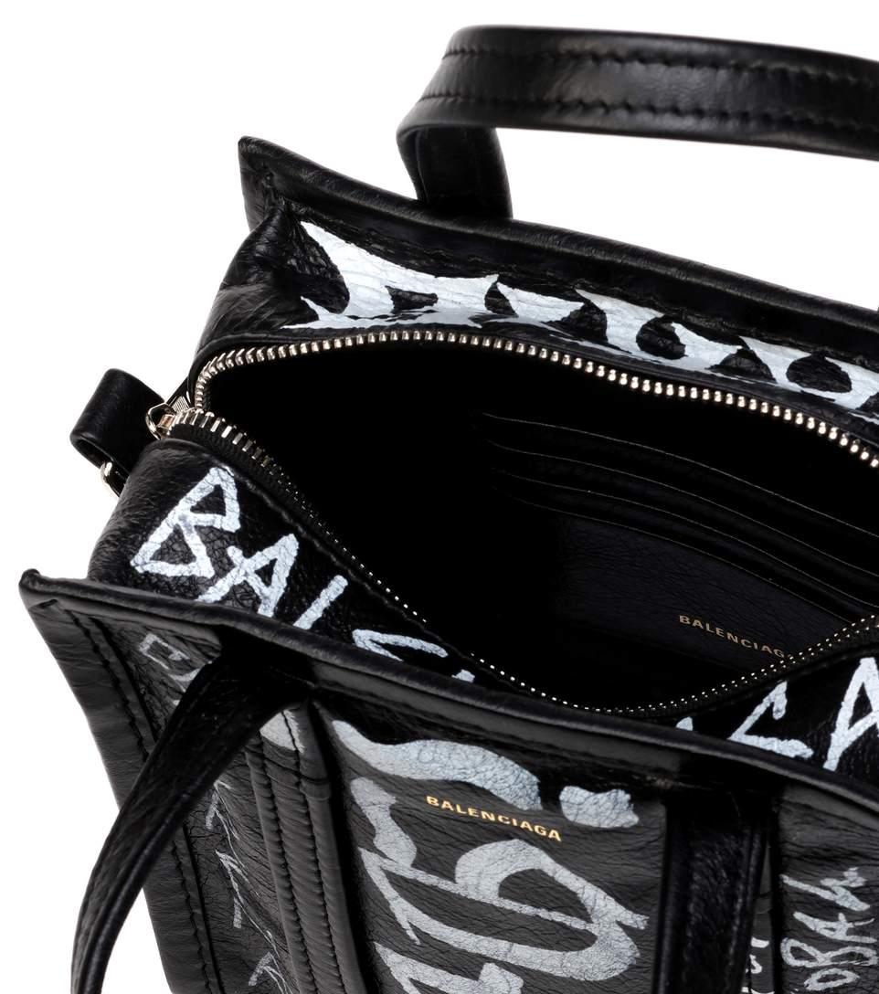 BALENCIAGA バレンシアガ Graffiti Bazar XXS leather shopper バッグ ブラック 452458