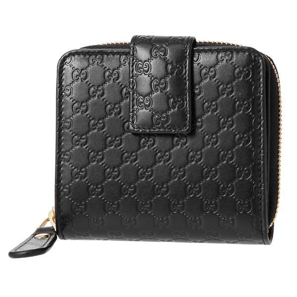 グッチ2つ折り財布 GUCCI  財布 【アウトレット】 マイクロ グッチ シマ MICRO GUCCI SSIMA ユニセックス BLACK ブラック 黒 449395 BMJ1G 1000​