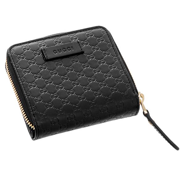 グッチ2つ折り財布 GUCCI  財布 【アウトレット】 マイクロ グッチ シマ MICRO GUCCI SSIMA ユニセックス BLACK ブラック 黒 449395 BMJ1G 1000​