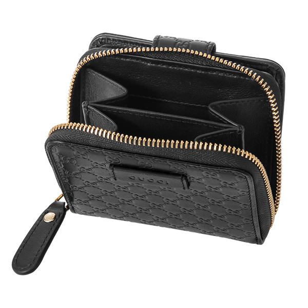 グッチ2つ折り財布 GUCCI  財布 【アウトレット】 マイクロ グッチ シマ MICRO GUCCI SSIMA ユニセックス BLACK ブラック 黒 449395 BMJ1G 1000​