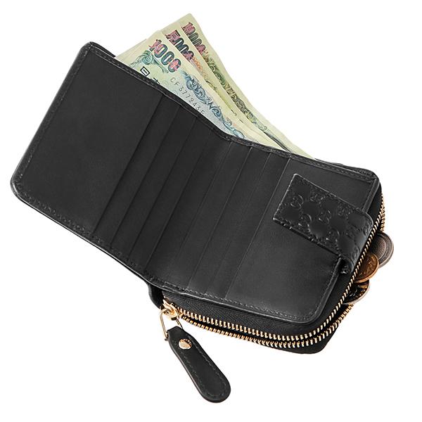グッチ2つ折り財布 GUCCI  財布 【アウトレット】 マイクロ グッチ シマ MICRO GUCCI SSIMA ユニセックス BLACK ブラック 黒 449395 BMJ1G 1000​