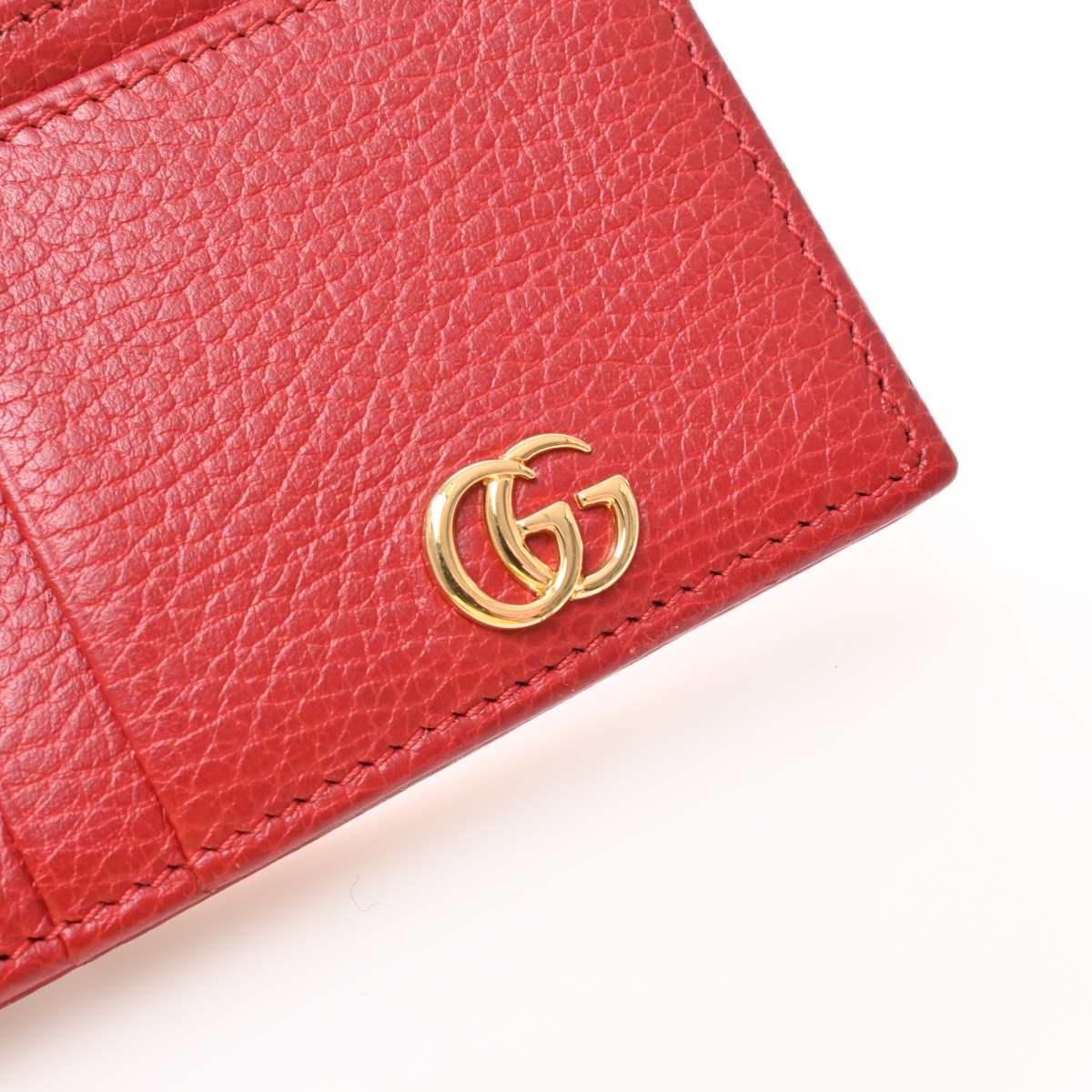 グッチ Gucci GGマーモント レザー カードケース コインケース 財布 レッド 574804 CAO0G 5700