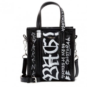 BALENCIAGA バレンシアガ Graffiti Bazar XXS leather shopper バッグ ブラック 452458