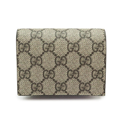 グッチ カードケース GUCCI コインケース 紙幣入れ付き ミニ財布 コンパクト財布 名刺入れ GGスプリーム キャンバス ベージュ×エボニー 508757 KHNKG 8358​