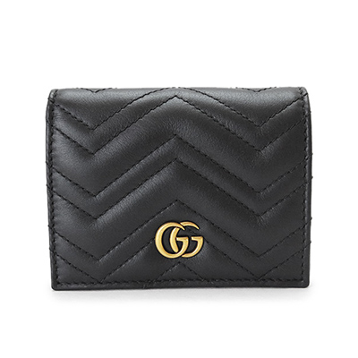 グッチ カードケース レディース GUCCI 財布 コイン/紙幣入れ付き 名刺入れ GGマーモント キルティング レザー ブラック 黒 466492 DTD1T 1000​