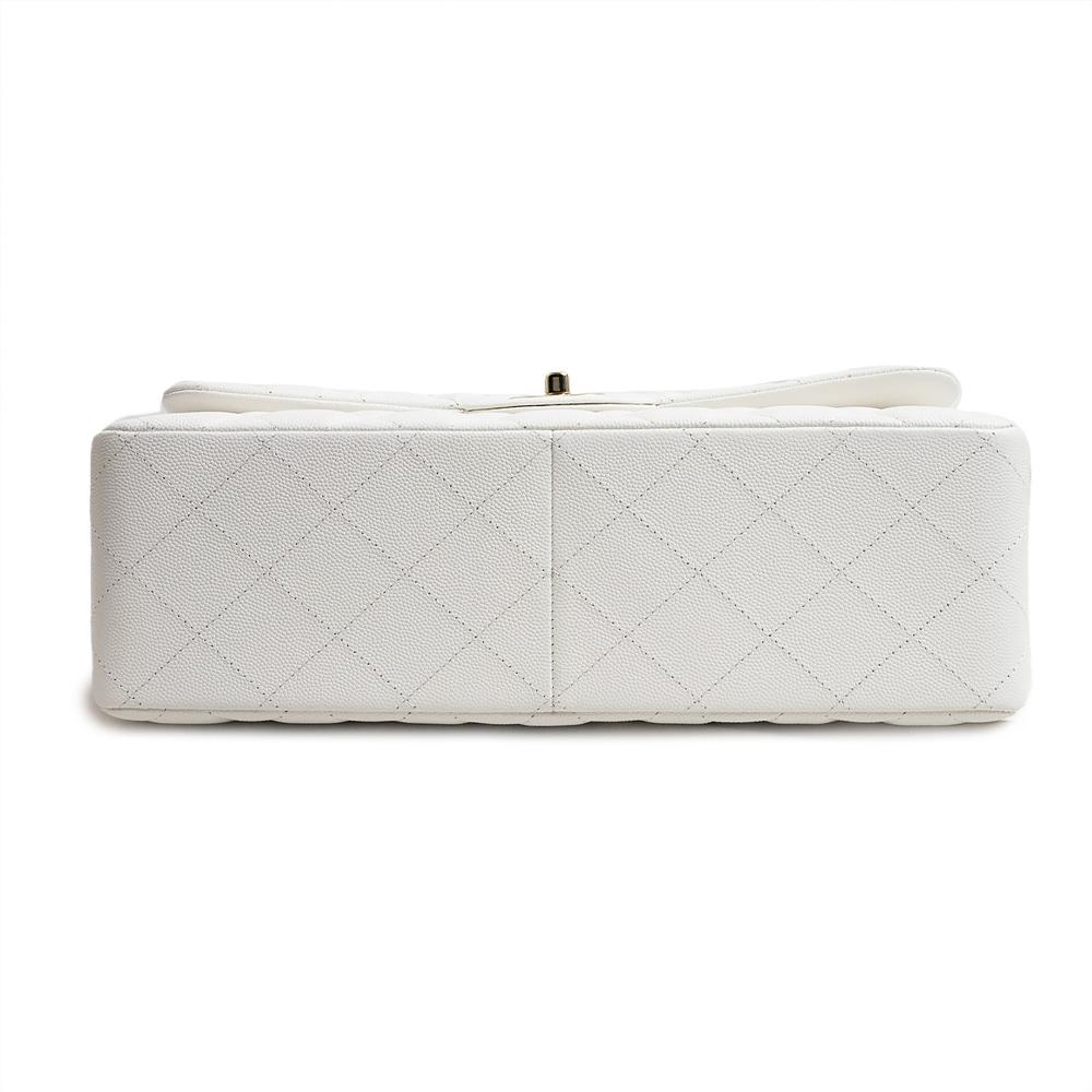 シャネル CHANEL デカマトラッセ 30 Wフラップ Wチェーン ショルダーバッグ 2Way 斜め掛け キャビアスキン レザー ホワイト A58600