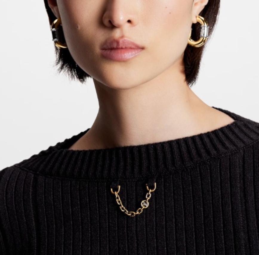 LOUIS VUITTON Lvチェーン リブニット プルオーバー ウール 1AC1SQ