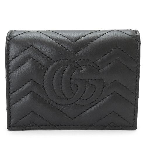 グッチ カードケース レディース GUCCI 財布 コイン/紙幣入れ付き 名刺入れ GGマーモント キルティング レザー ブラック 黒 466492 DTD1T 1000​