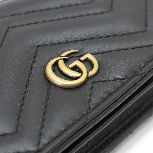 グッチ カードケース レディース GUCCI 財布 コイン/紙幣入れ付き 名刺入れ GGマーモント キルティング レザー ブラック 黒 466492 DTD1T 1000​