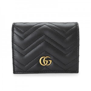 グッチ カードケース レディース GUCCI 財布 コイン/紙幣入れ付き 名刺入れ GGマーモント キルティング レザー ブラック 黒 466492 DTD1T...