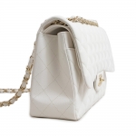 シャネル CHANEL デカマトラッセ 30 Wフラップ Wチェーン ショルダーバッグ 2Way 斜め掛け キャビアスキン レザー ホワイト A58600
