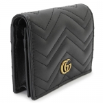 グッチ カードケース レディース GUCCI 財布 コイン/紙幣入れ付き 名刺入れ GGマーモント キルティング レザー ブラック 黒 466492 DTD1T 1000​