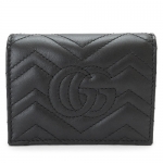 グッチ カードケース レディース GUCCI 財布 コイン/紙幣入れ付き 名刺入れ GGマーモント キルティング レザー ブラック 黒 466492 DTD1T 1000​