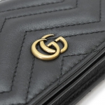 グッチ カードケース レディース GUCCI 財布 コイン/紙幣入れ付き 名刺入れ GGマーモント キルティング レザー ブラック 黒 466492 DTD1T 1000​