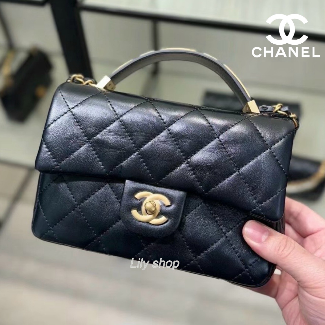 CHANEL トップハンドル ミニ フラップバッグ AS4679 B15558 94305