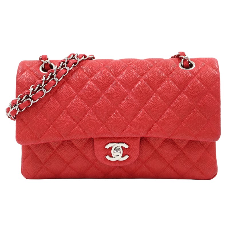 シャネル CHANEL マトラッセ25 キャビアスキン レッド/SV金具 レディース ショルダーバッグ A01112