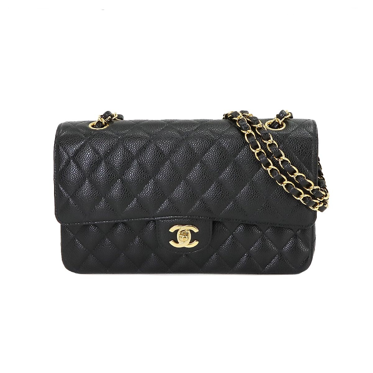シャネル激安 CHANEL マトラッセ 25 チェーン ショルダー バッグ キャビアスキン ブラック A01112 ゴールド 金具 ココマーク