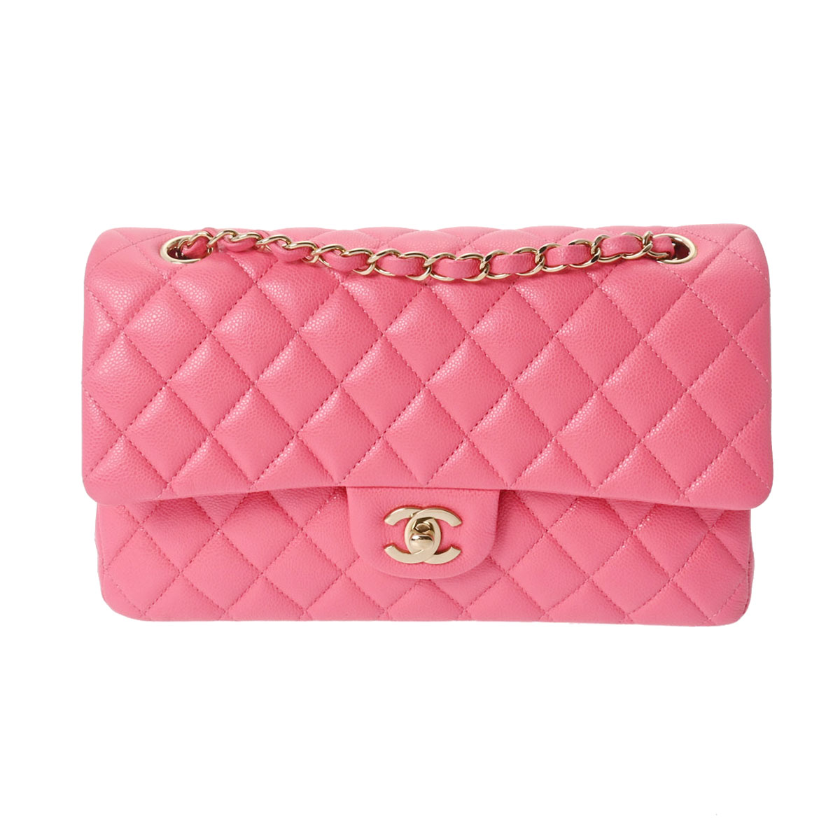 シャネル CHANEL マトラッセ クラシック レディース ショルダーバッグ 25cm ピンク ゴールド金具 A01112