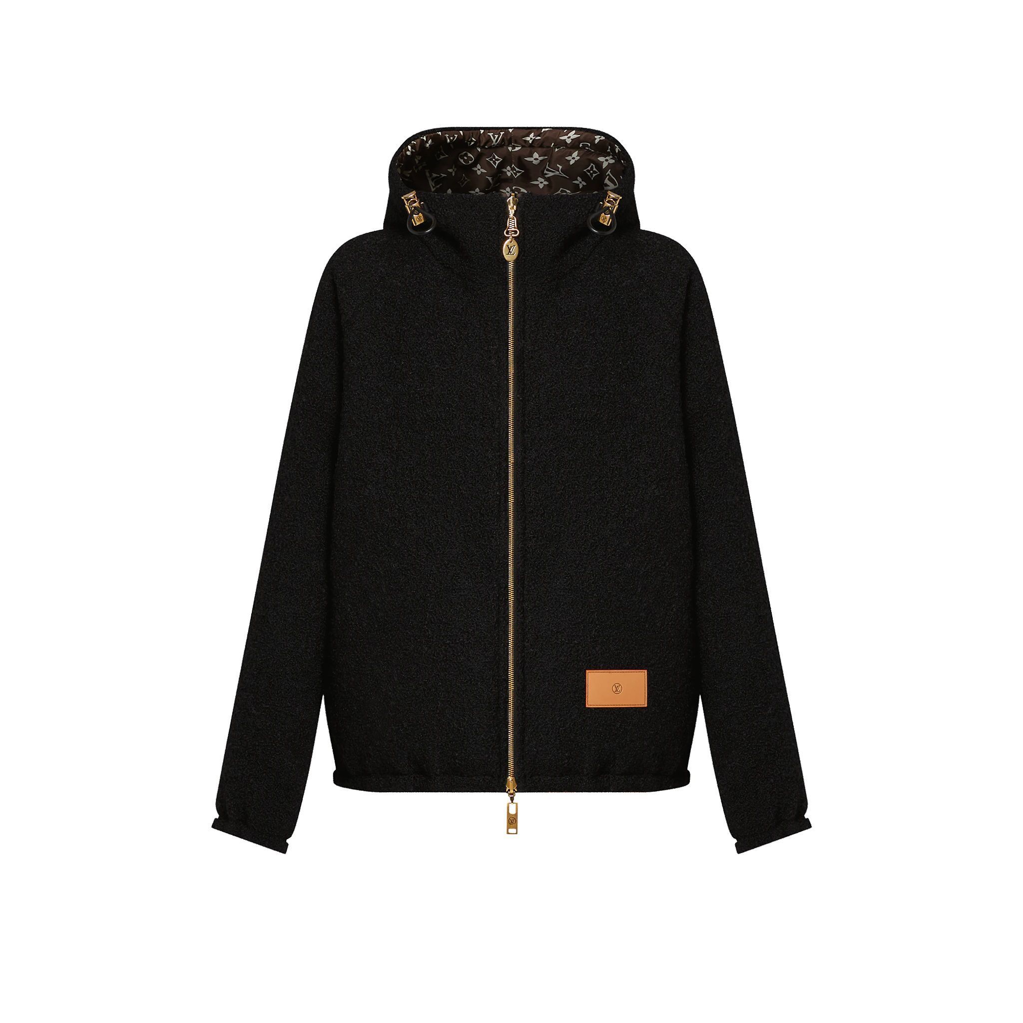 LOUIS VUITTON リバーシブル ブークレ ウール パーカ黒 1AAMTB