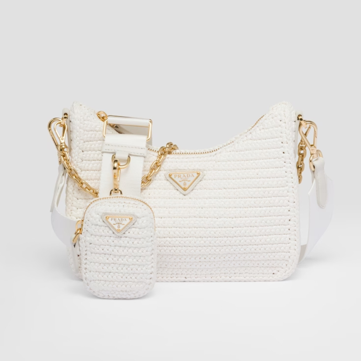 プラダ激安 PRADA Re-Edition 2005 ラフィアショルダーバッグ クロシェバッグ 1BH204_2A2T_F0009_V_V9L