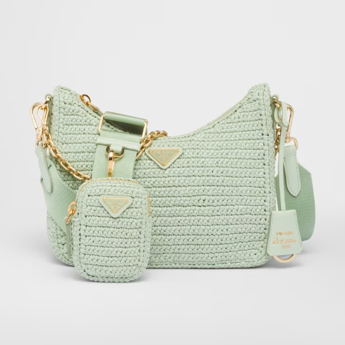 プラダ代引 PRADA Re-Edition 2005 ラフィアショルダーバッグ クロシェバッグ 1BH204_2A2T_F0934_V_V9L