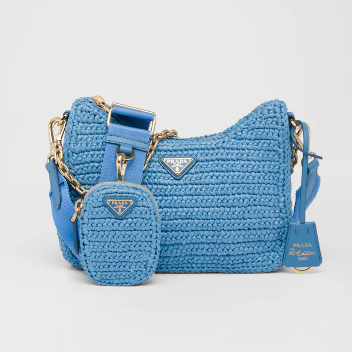 プラダ激安 PRADA Re-Edition 2005 ラフィアショルダーバッグ クロシェバッグ 1BH204_2A2T_F0076_V_V9L