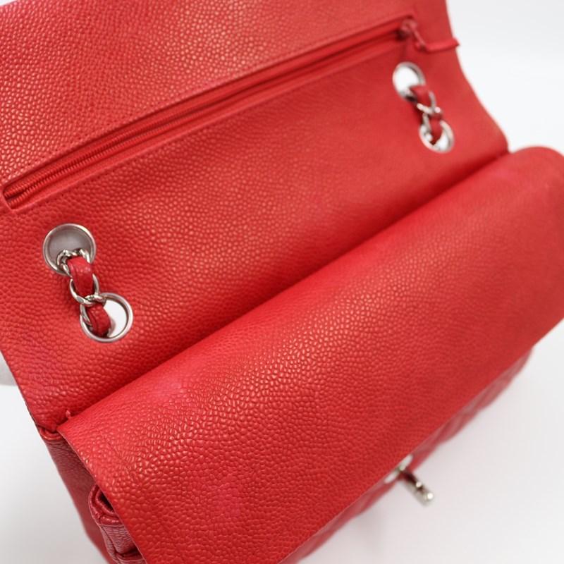 シャネル CHANEL マトラッセ25 キャビアスキン レッド/SV金具 レディース ショルダーバッグ A01112