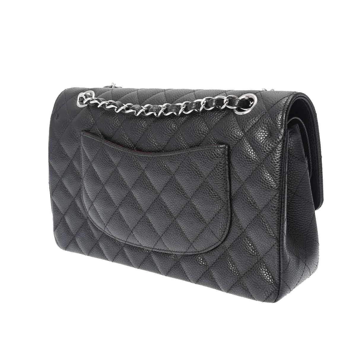 シャネル CHANEL マトラッセ25 ブラック シルバー金具 キャビアスキン レディース チェーンショルダーバッグ A01112