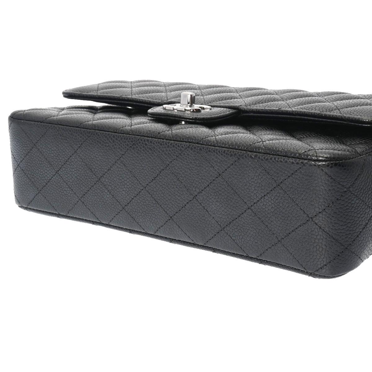 シャネル CHANEL マトラッセ25 ブラック シルバー金具 キャビアスキン レディース チェーンショルダーバッグ A01112