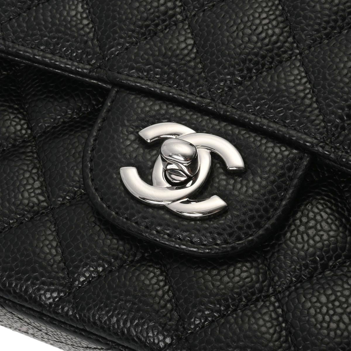 シャネル CHANEL マトラッセ25 ブラック シルバー金具 キャビアスキン レディース チェーンショルダーバッグ A01112