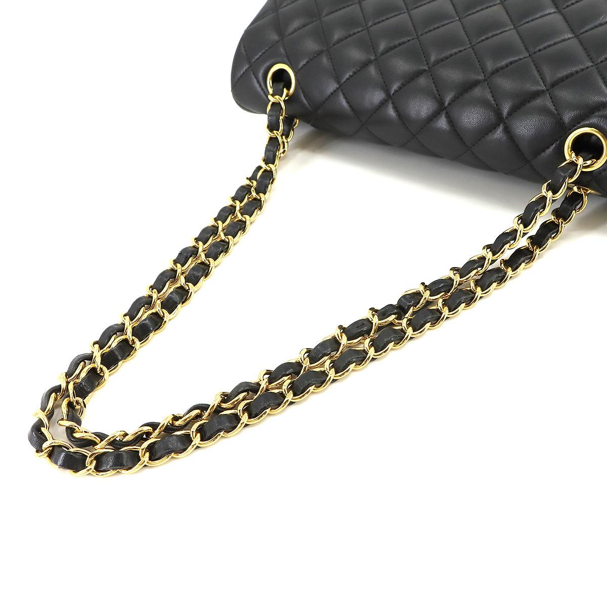 シャネル CHANEL マトラッセ 25 チェーン ショルダーバッグ レザー ブラック ゴールド 金具 A01112