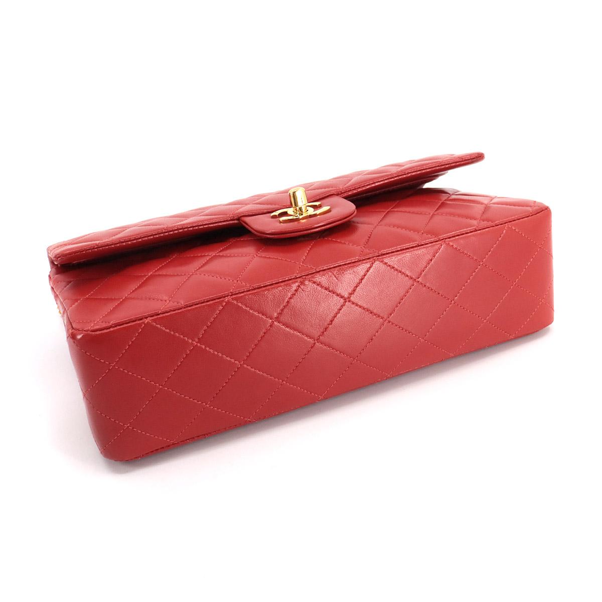 シャネル CHANEL マトラッセ 25 チェーン ショルダーバッグ レザー レッド ヴィンテージ ゴールド 金具 A01112