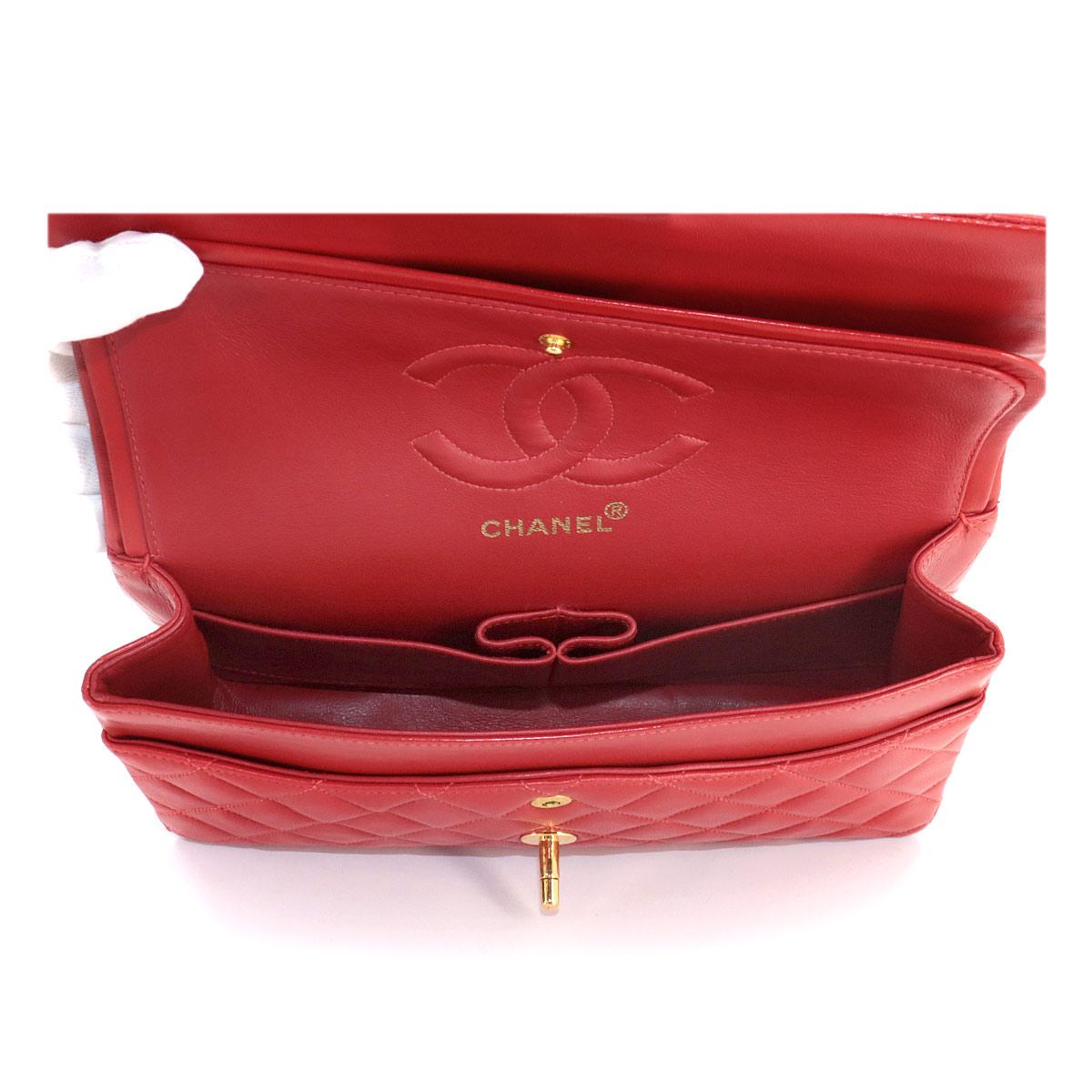 シャネル CHANEL マトラッセ 25 チェーン ショルダーバッグ レザー レッド ヴィンテージ ゴールド 金具 A01112