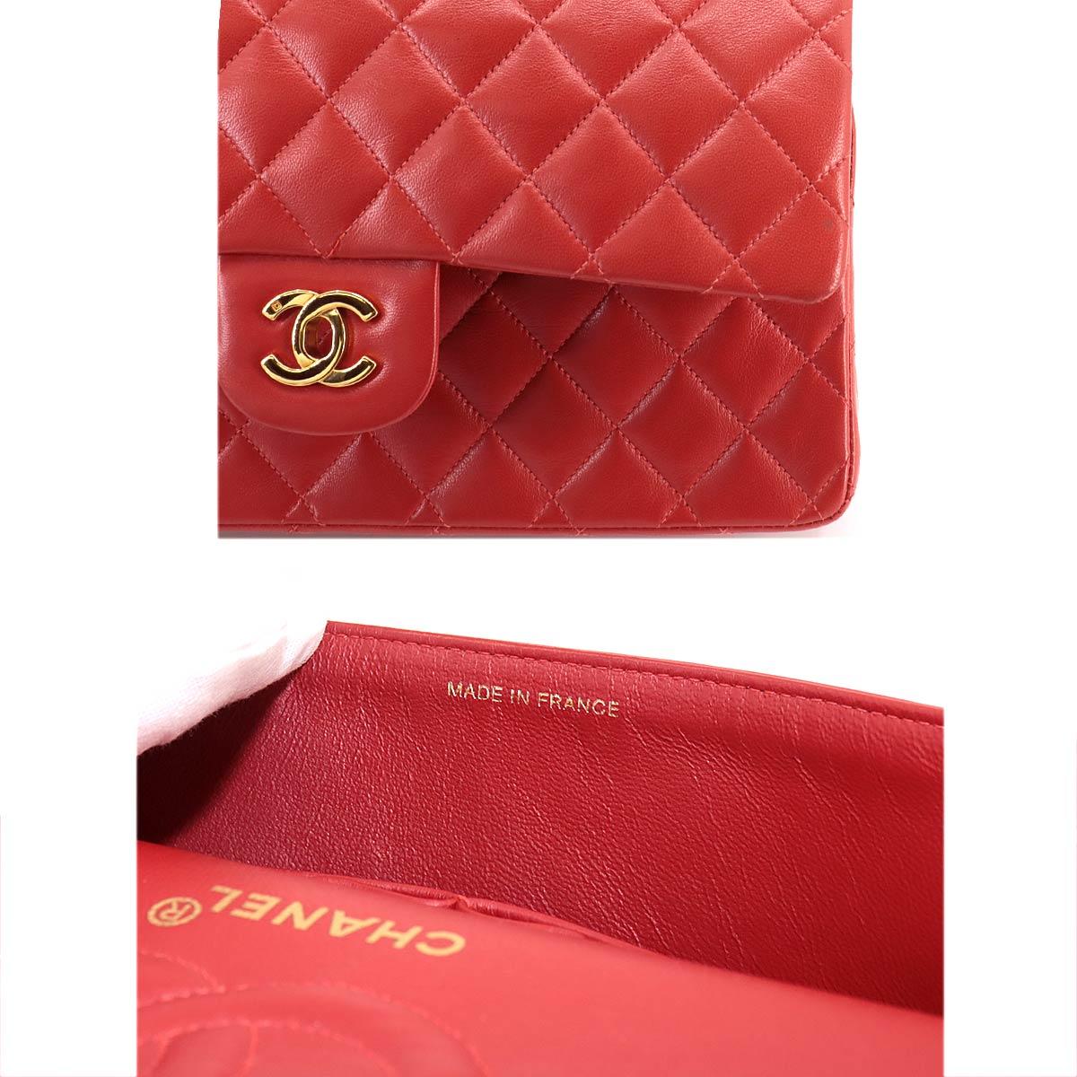シャネル CHANEL マトラッセ 25 チェーン ショルダーバッグ レザー レッド ヴィンテージ ゴールド 金具 A01112
