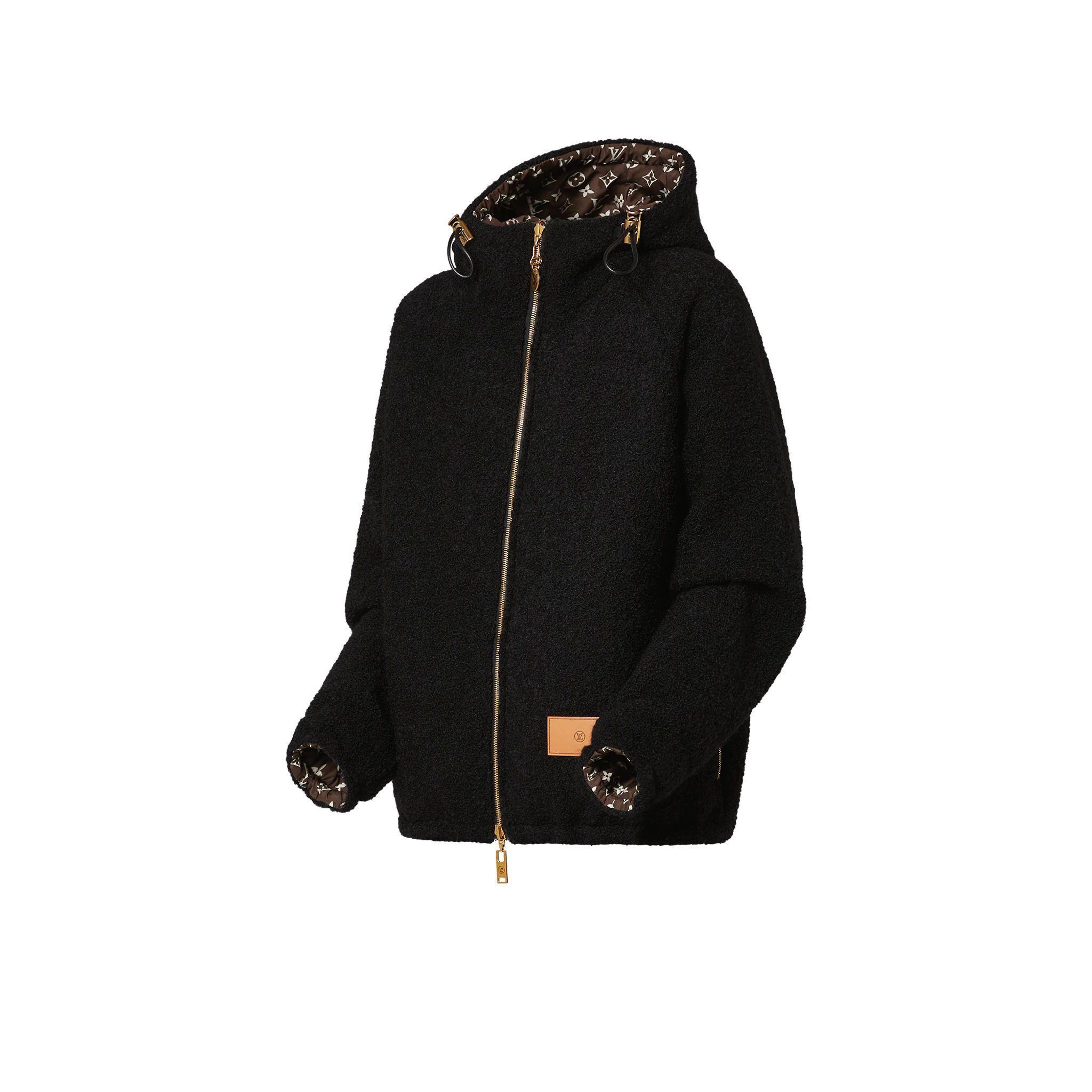LOUIS VUITTON リバーシブル ブークレ ウール パーカ黒 1AAMTB