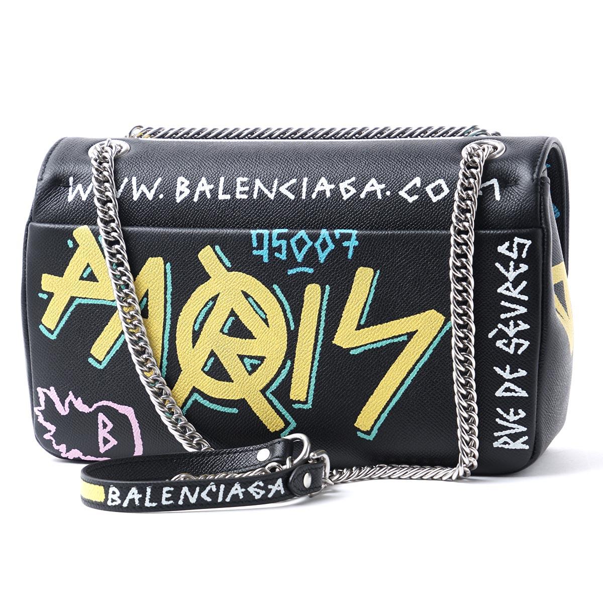 バレンシアガ ショルダーバッグ ブラック レディース ギフト プレゼント レザー 本革 グラフティBB ROUND M GRAFFIT 516921 0otan 8486