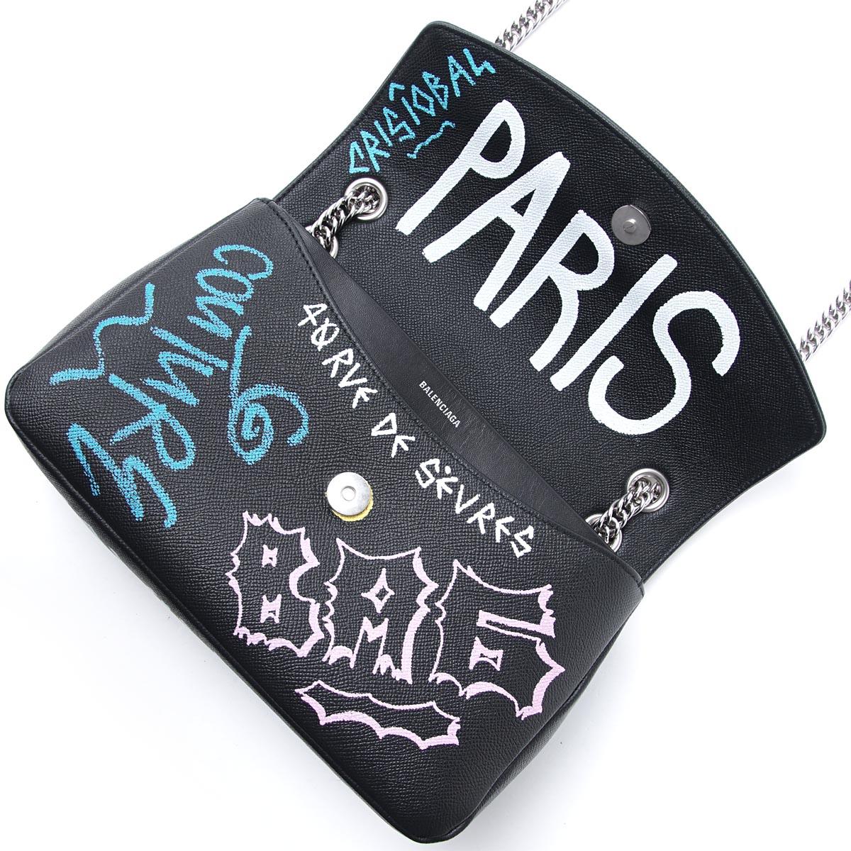 バレンシアガ ショルダーバッグ ブラック レディース ギフト プレゼント レザー 本革 グラフティBB ROUND M GRAFFIT 516921 0otan 8486