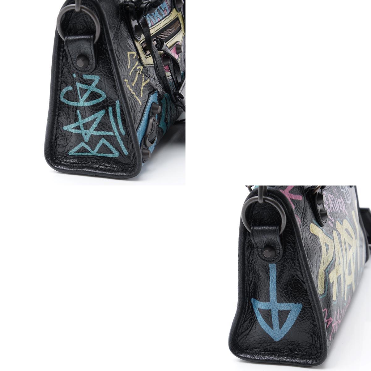 バレンシアガハンドバッグ 2WAY ブラック レディース レザー 本革 ギフト プレゼント GRAFFITI CLASSIC MINI CITY 300295 0fe1t 1060​