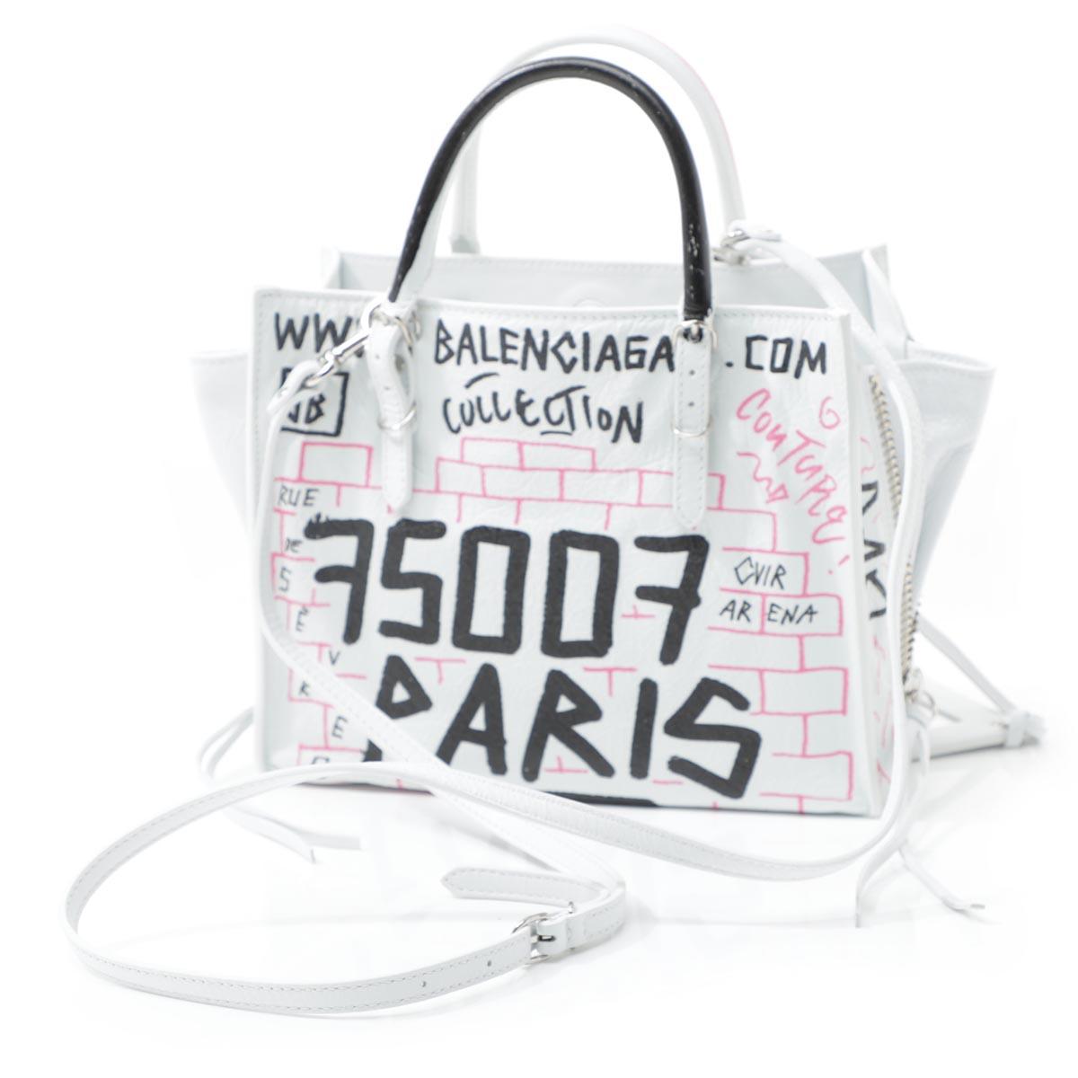 バレンシアガ トートバッグ 2WAY ホワイト レディース ギフト プレゼント レザー 本革 PAPER ZA MINI A4 ペーパー 357333 0rf4n 9061​