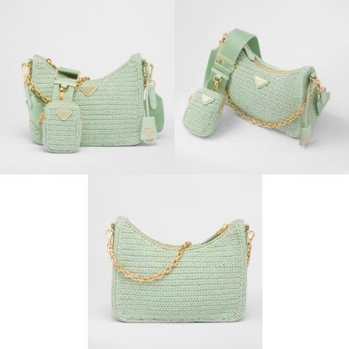 プラダ代引 PRADA Re-Edition 2005 ラフィアショルダーバッグ クロシェバッグ 1BH204_2A2T_F0934_V_V9L