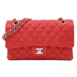 シャネル CHANEL マトラッセ25 キャビアスキン レッド/SV金具 レディース ショルダーバッグ A01112