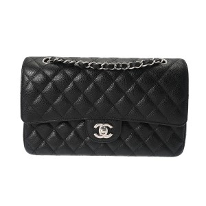 シャネル CHANEL マトラッセ25 ブラック シルバー金具 キャビアスキン レディース チェーンショルダーバッグ A01112