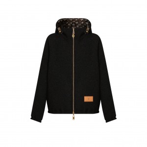 LOUIS VUITTON リバーシブル ブークレ ウール パーカ黒 1AAMTB