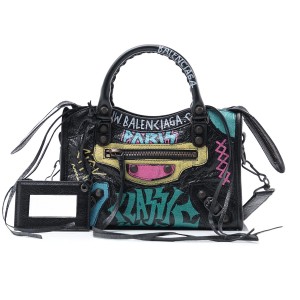 バレンシアガハンドバッグ 2WAY ブラック レディース レザー 本革 ギフト プレゼント GRAFFITI CLASSIC MINI CITY 300295 0fe1t 1060​