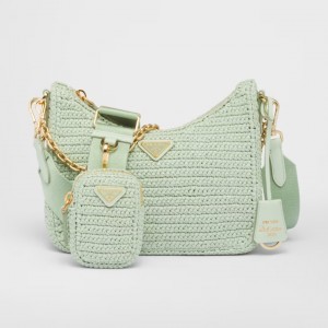 プラダ代引 PRADA Re-Edition 2005 ラフィアショルダーバッグ クロシェバッグ 1BH204_2A2T_F0934_V_V9L